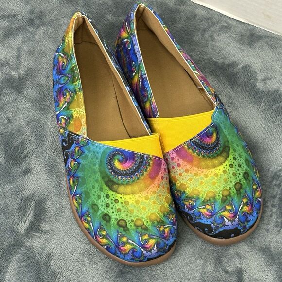 Women’s Tie Dye Colorful Flats Size 39 US 8.5-9 - Picture 2 of 8